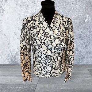 INC International Concepts Moto Jacket Women's Medium Full Zip Floral Lace EUC